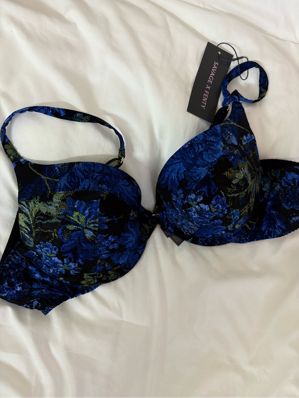 Savage X Fenty Navy & Black Floral Underwire Bra